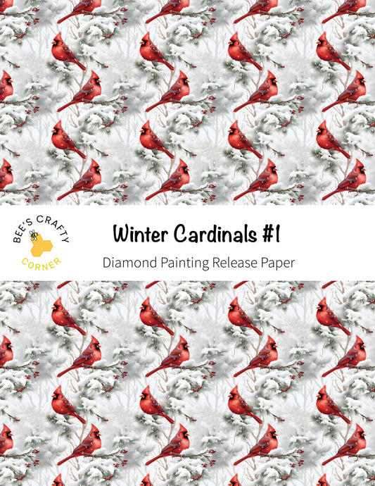RELEASE PAPER | Winter Cardinals #1 - Reusable Patterned Diamond Painting Release Paper
