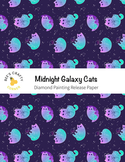 RELEASE PAPER | Midnight Galaxy Cats - Reusable Patterned Diamond Painting Release Paper