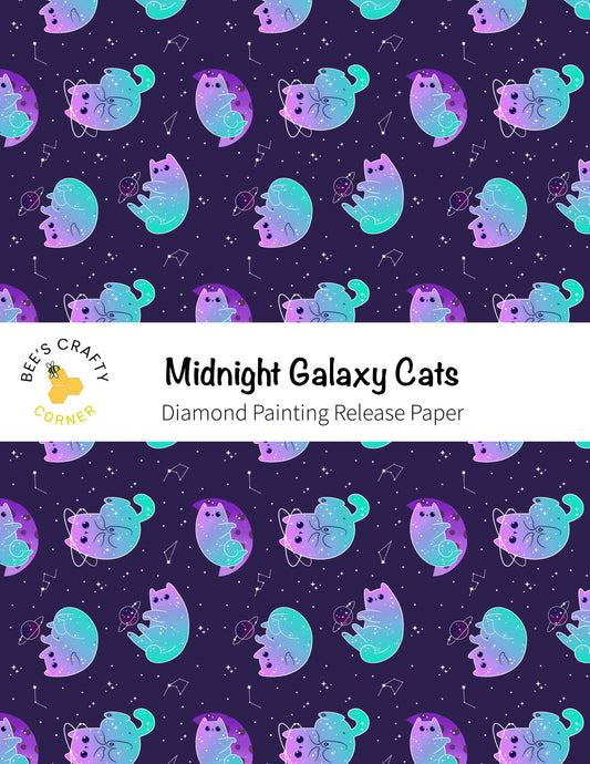 RELEASE PAPER | Midnight Galaxy Cats - Reusable Patterned Diamond Painting Release Paper