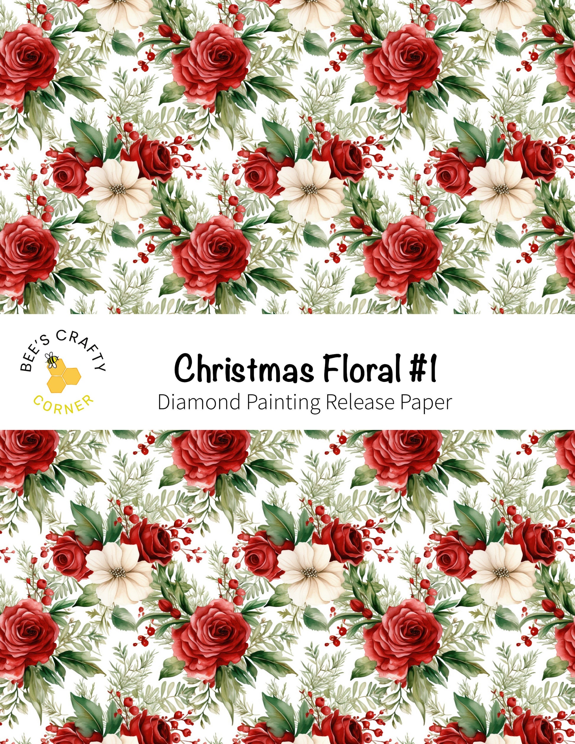 RELEASE PAPER | Christmas Floral #1 - Reusable Patterned Diamond Painting Release Paper
