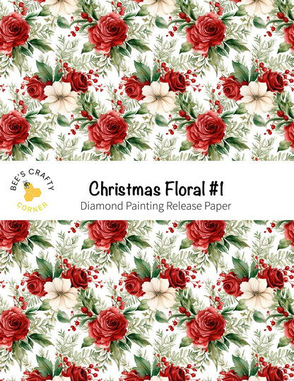 RELEASE PAPER | Christmas Floral #1 - Reusable Patterned Diamond Painting Release Paper