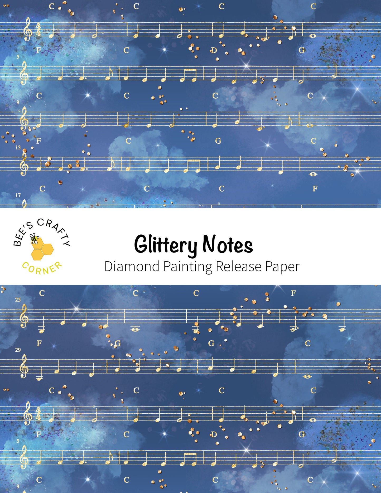 RELEASE PAPER | Glittery Notes - Reusable Patterned Diamond Painting Release Paper