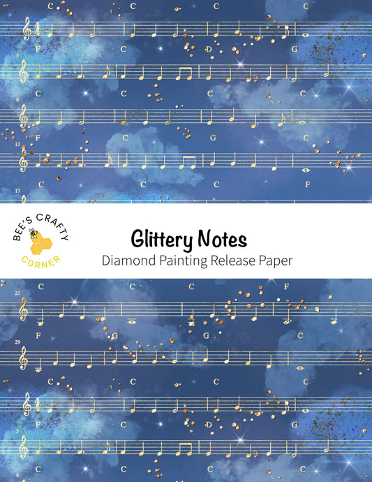 RELEASE PAPER | Glittery Notes - Reusable Patterned Diamond Painting Release Paper