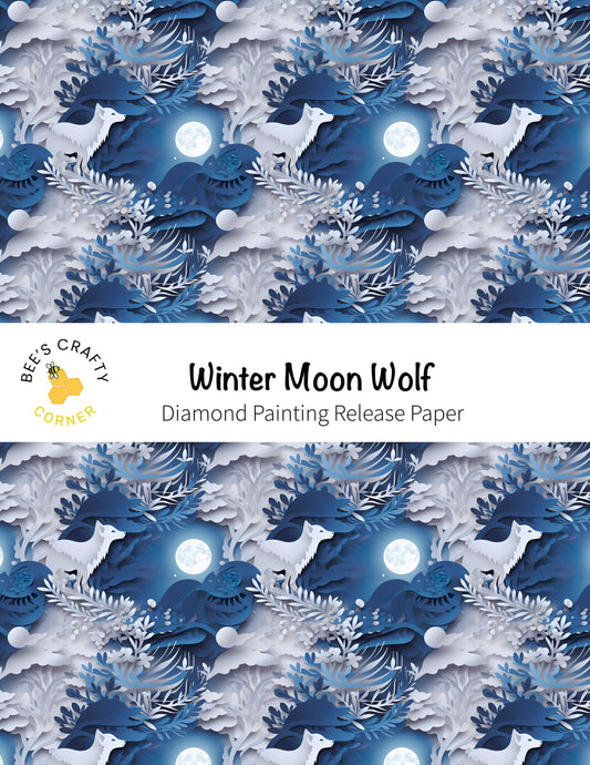 RELEASE PAPER | Winter Moon Wolf - Reusable Patterned Diamond Painting Release Paper