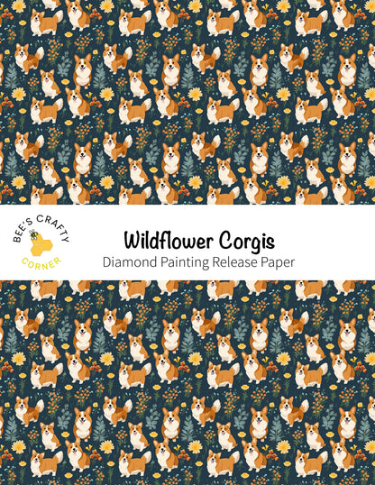 RELEASE PAPER | Wildflower Corgis - Reusable Patterned Diamond Painting Release Paper