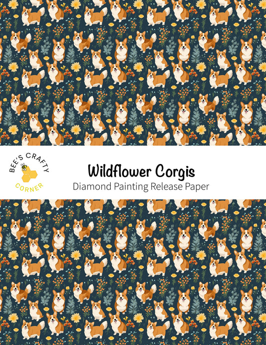 RELEASE PAPER | Wildflower Corgis - Reusable Patterned Diamond Painting Release Paper