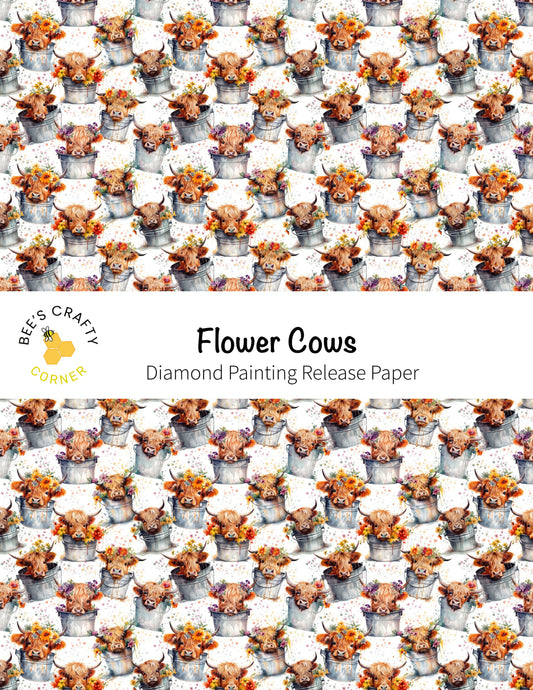 RELEASE PAPER | Flower Cows - Reusable Patterned Diamond Painting Release Paper