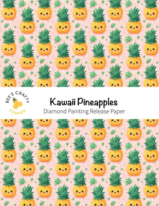 RELEASE PAPER | Kawaii Pineapples - Reusable Patterned Diamond Painting Release Paper