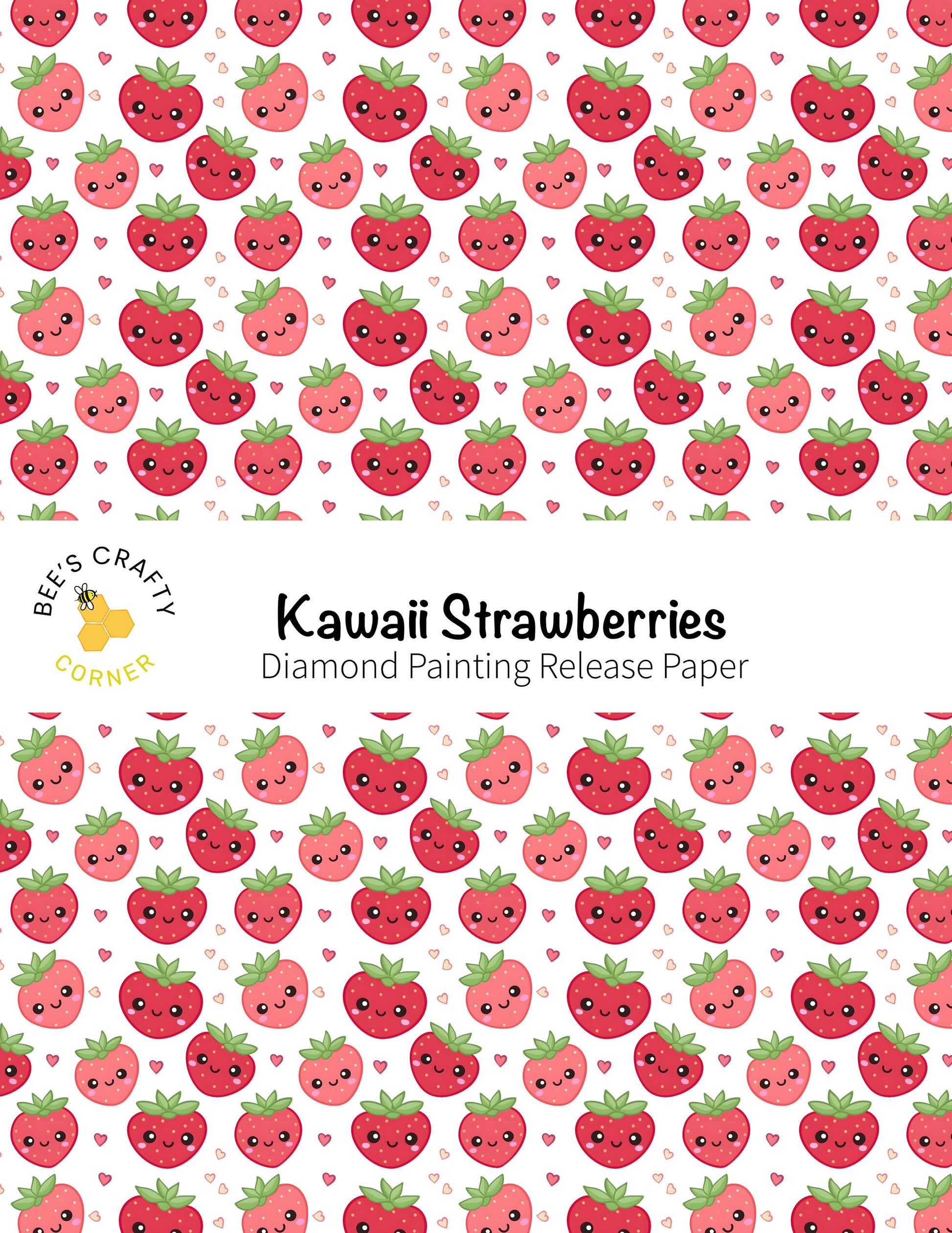 RELEASE PAPER | Kawaii Strawberries - Reusable Patterned Diamond Painting Release Paper