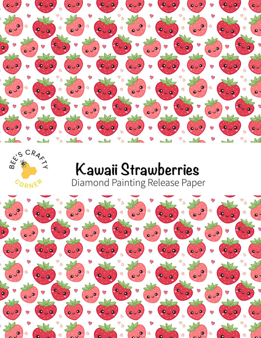 RELEASE PAPER | Kawaii Strawberries - Reusable Patterned Diamond Painting Release Paper
