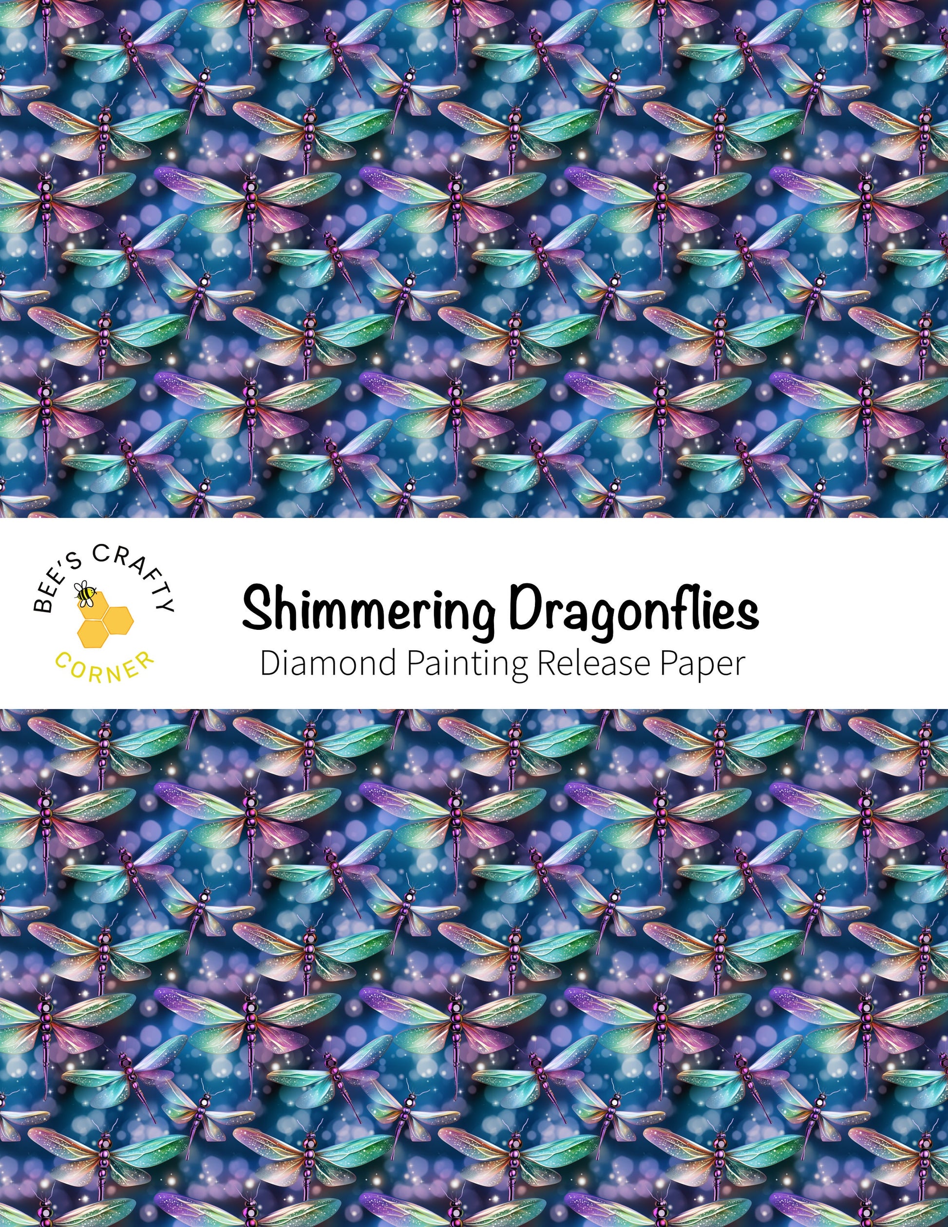 RELEASE PAPER | Shimmering Dragonflies - Reusable Patterned Diamond Painting Release Paper