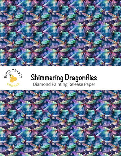 RELEASE PAPER | Shimmering Dragonflies - Reusable Patterned Diamond Painting Release Paper