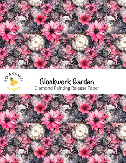 RELEASE PAPER | Clockwork Garden - Reusable Patterned Diamond Painting Release Paper