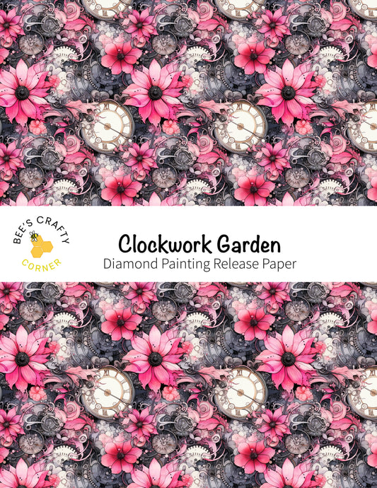 RELEASE PAPER | Clockwork Garden - Reusable Patterned Diamond Painting Release Paper