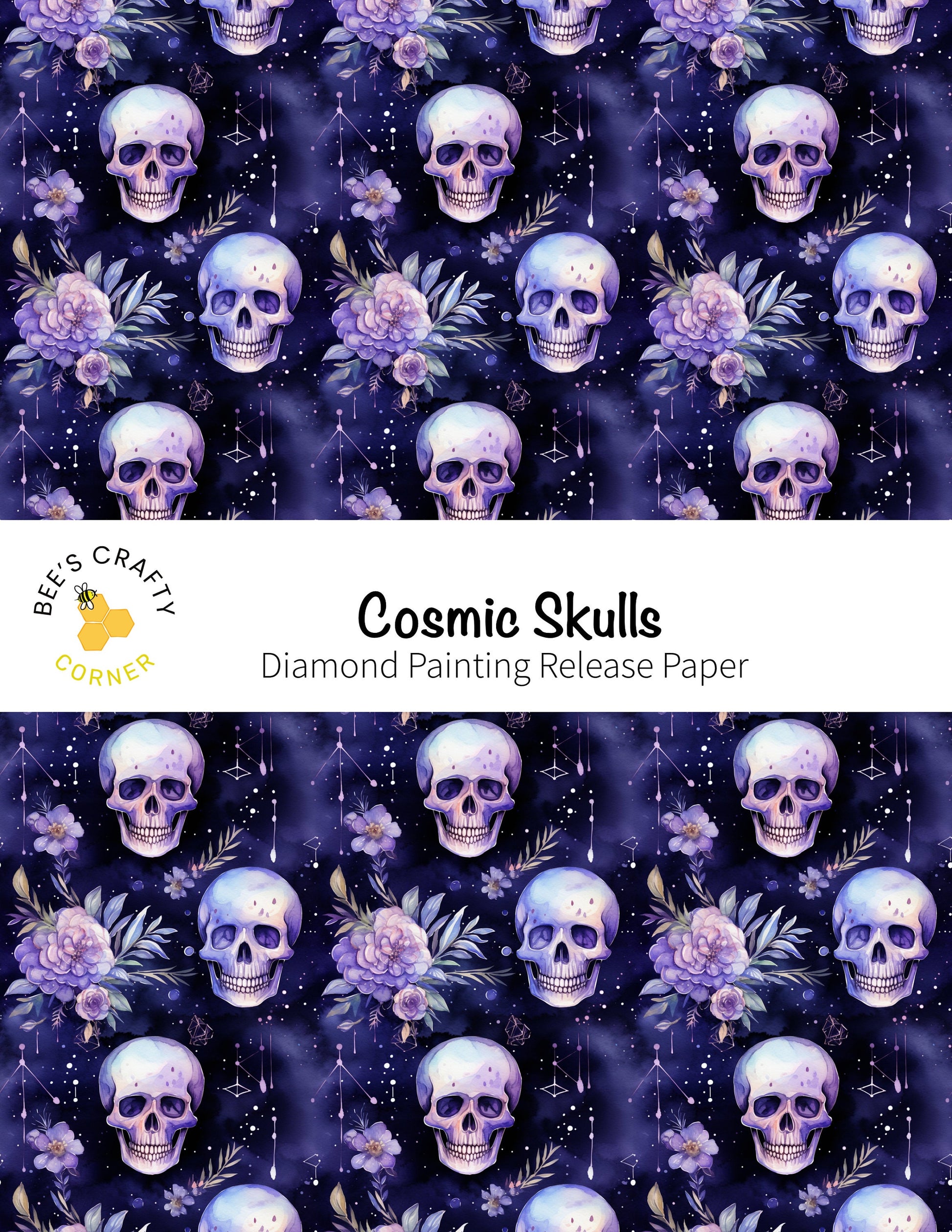 RELEASE PAPER | Cosmic Skulls - Reusable Patterned Diamond Painting Release Paper