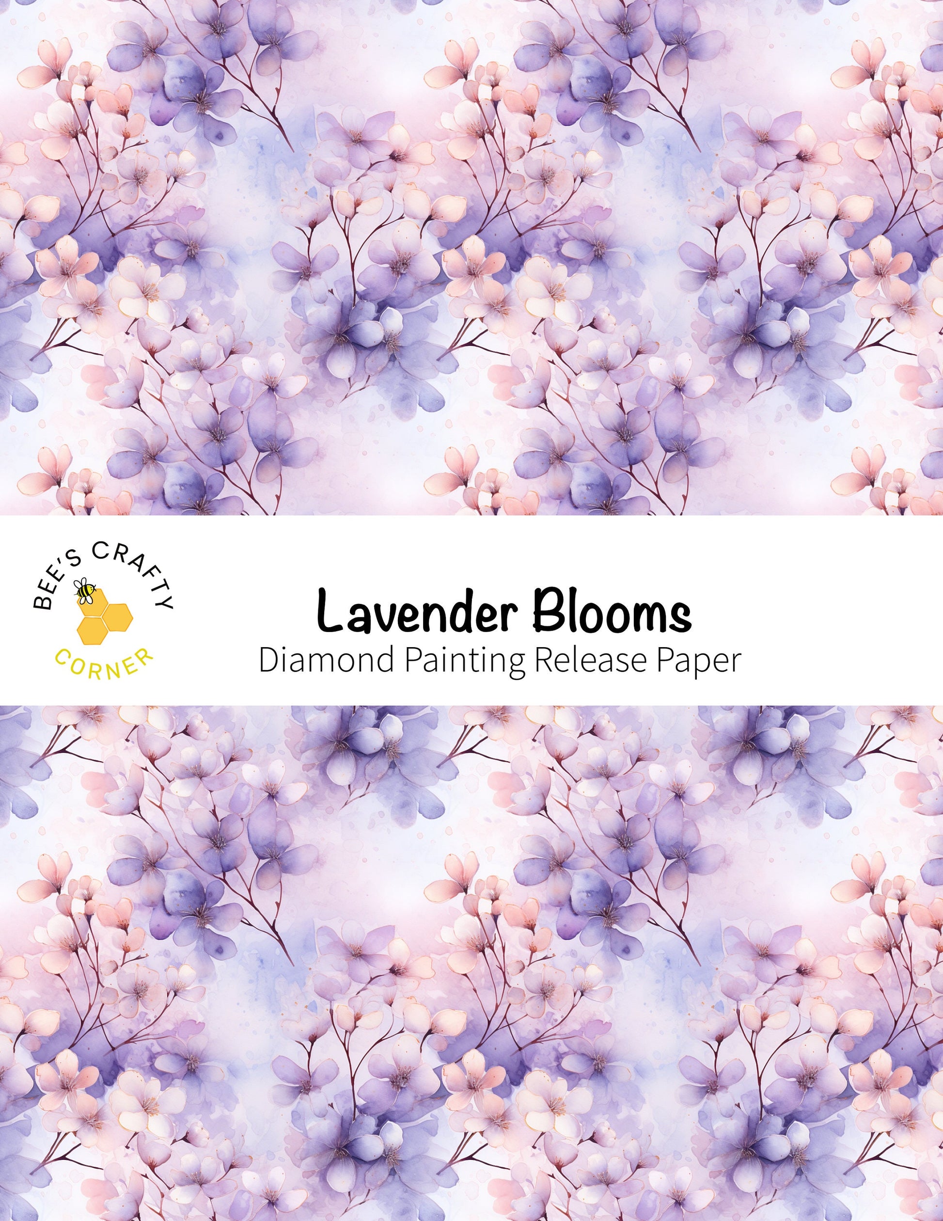 RELEASE PAPER | Lavender Blooms - Reusable Patterned Diamond Painting Release Paper