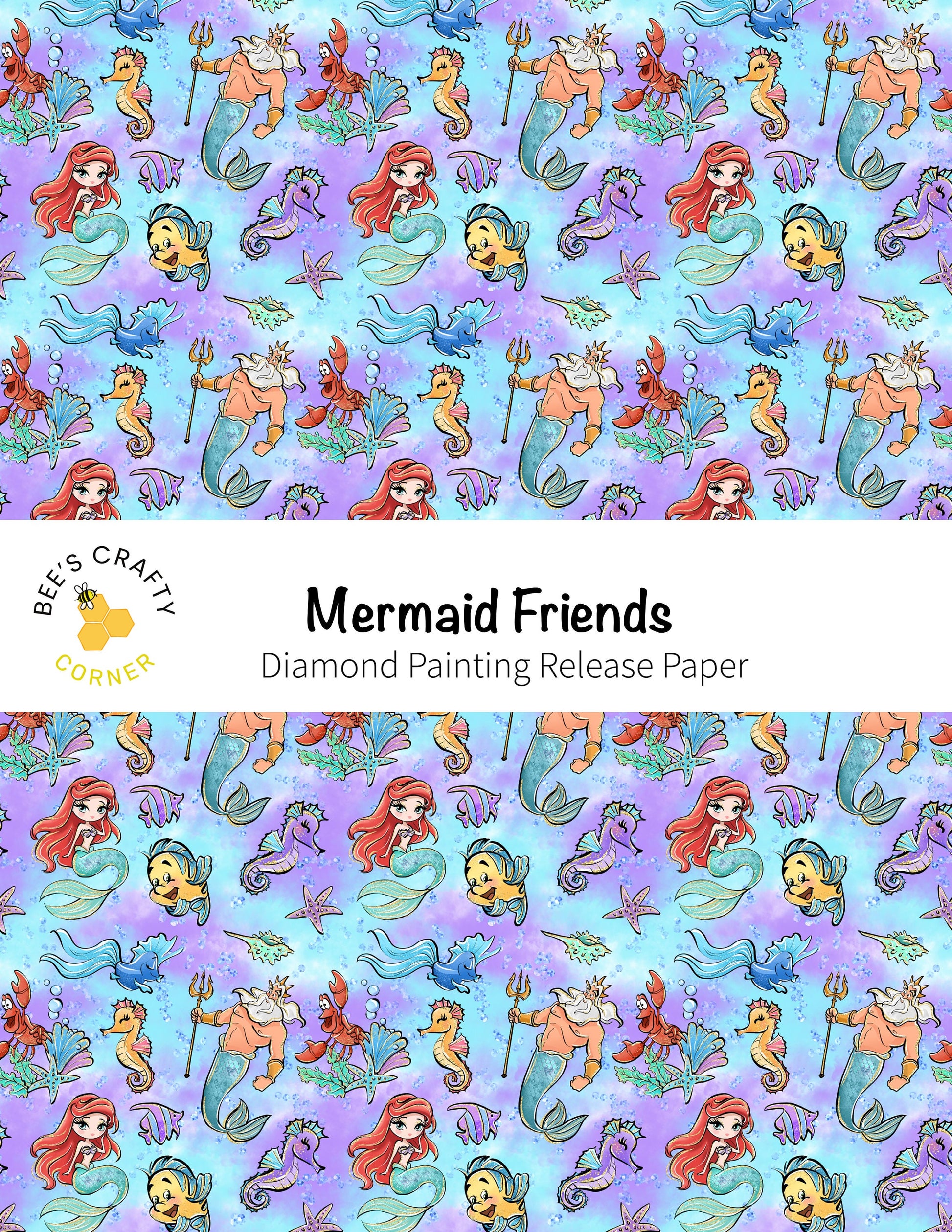 RELEASE PAPER | Mermaid Friends - Reusable Patterned Diamond Painting Release Paper