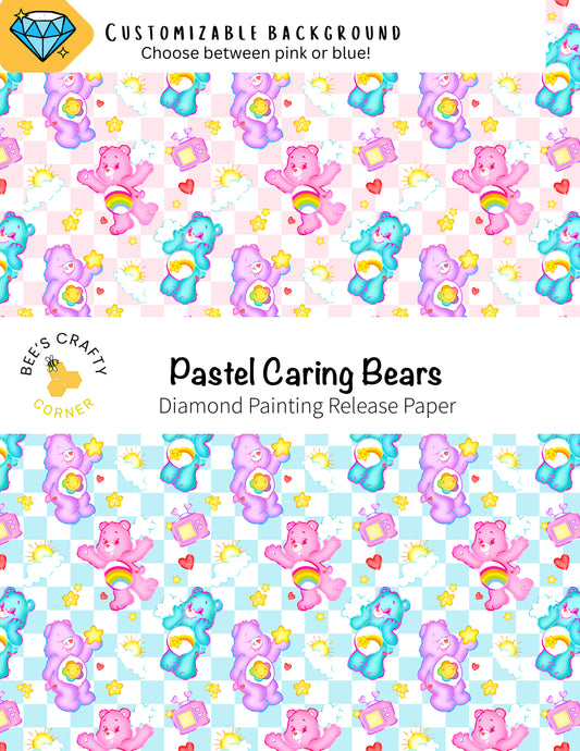 RELEASE PAPER | Pastel Caring Bears - Reusable Patterned Diamond Painting Release Paper