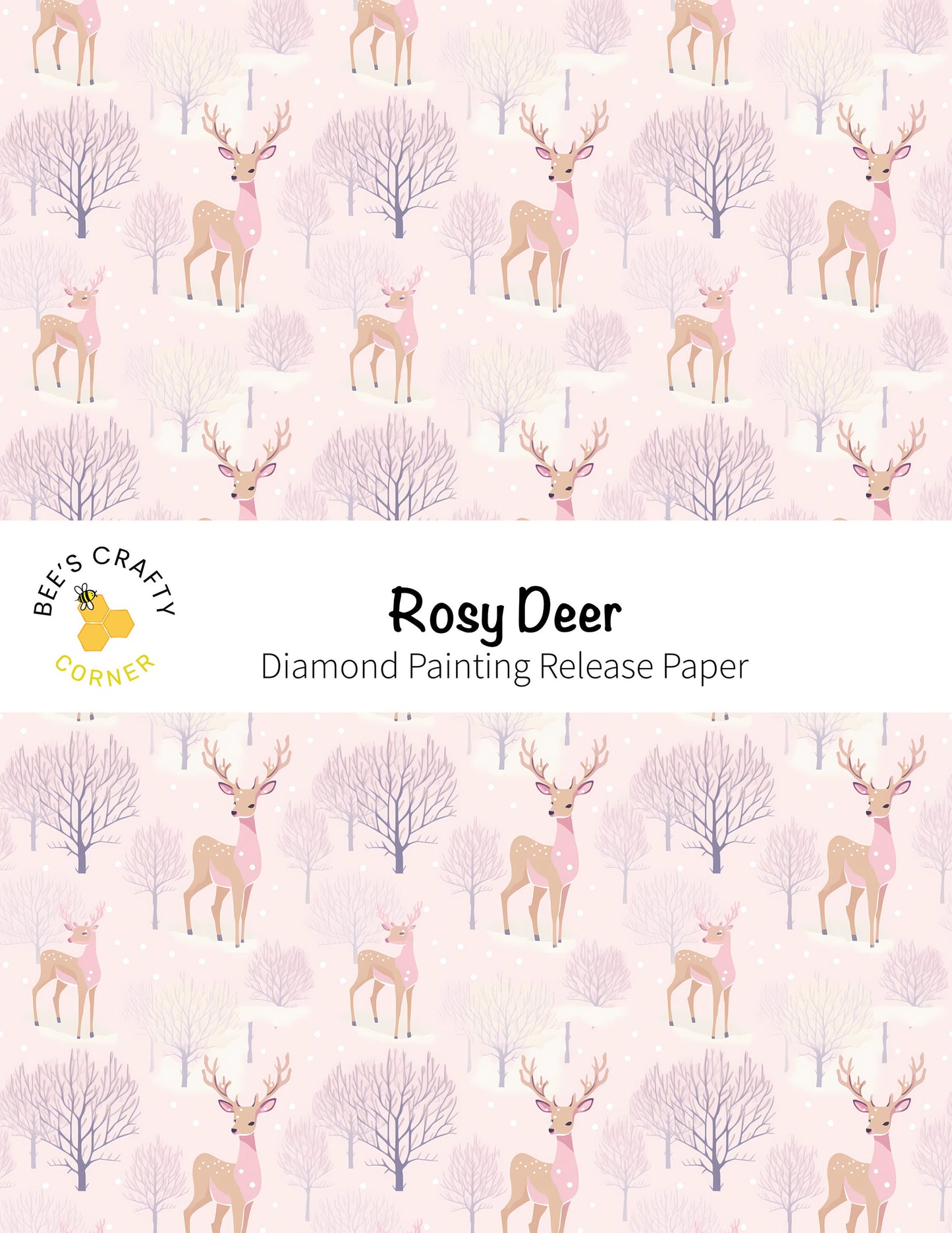 RELEASE PAPER | Rosy Deer - Reusable Patterned Diamond Painting Release Paper