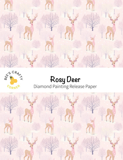 RELEASE PAPER | Rosy Deer - Reusable Patterned Diamond Painting Release Paper