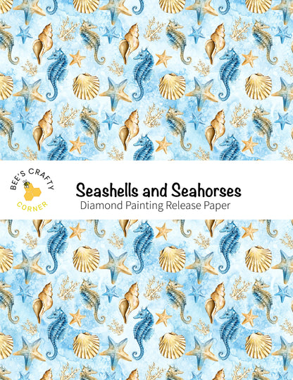 RELEASE PAPER | Seashells and Seahorses - Reusable Patterned Diamond Painting Release Paper