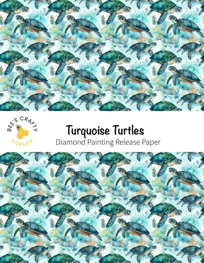 RELEASE PAPER | Turquoise Turtles - Reusable Patterned Diamond Painting Release Paper