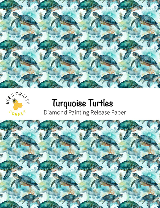 RELEASE PAPER | Turquoise Turtles - Reusable Patterned Diamond Painting Release Paper