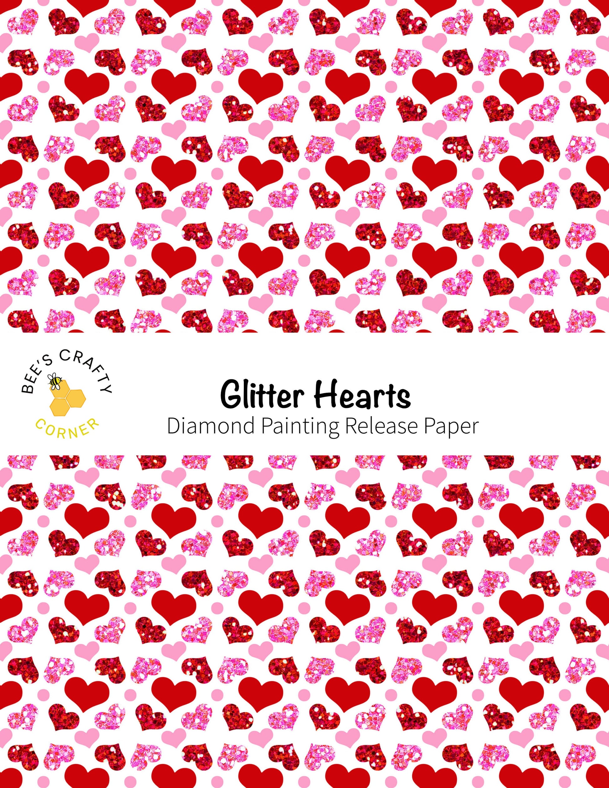 RELEASE PAPER | Glitter Hearts - Reusable Patterned Diamond Painting Release Paper