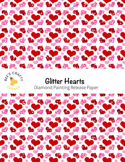 RELEASE PAPER | Glitter Hearts - Reusable Patterned Diamond Painting Release Paper