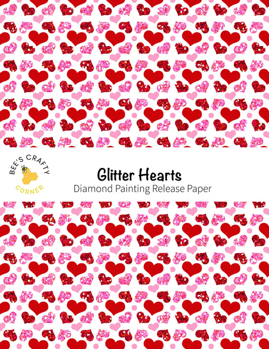 RELEASE PAPER | Glitter Hearts - Reusable Patterned Diamond Painting Release Paper