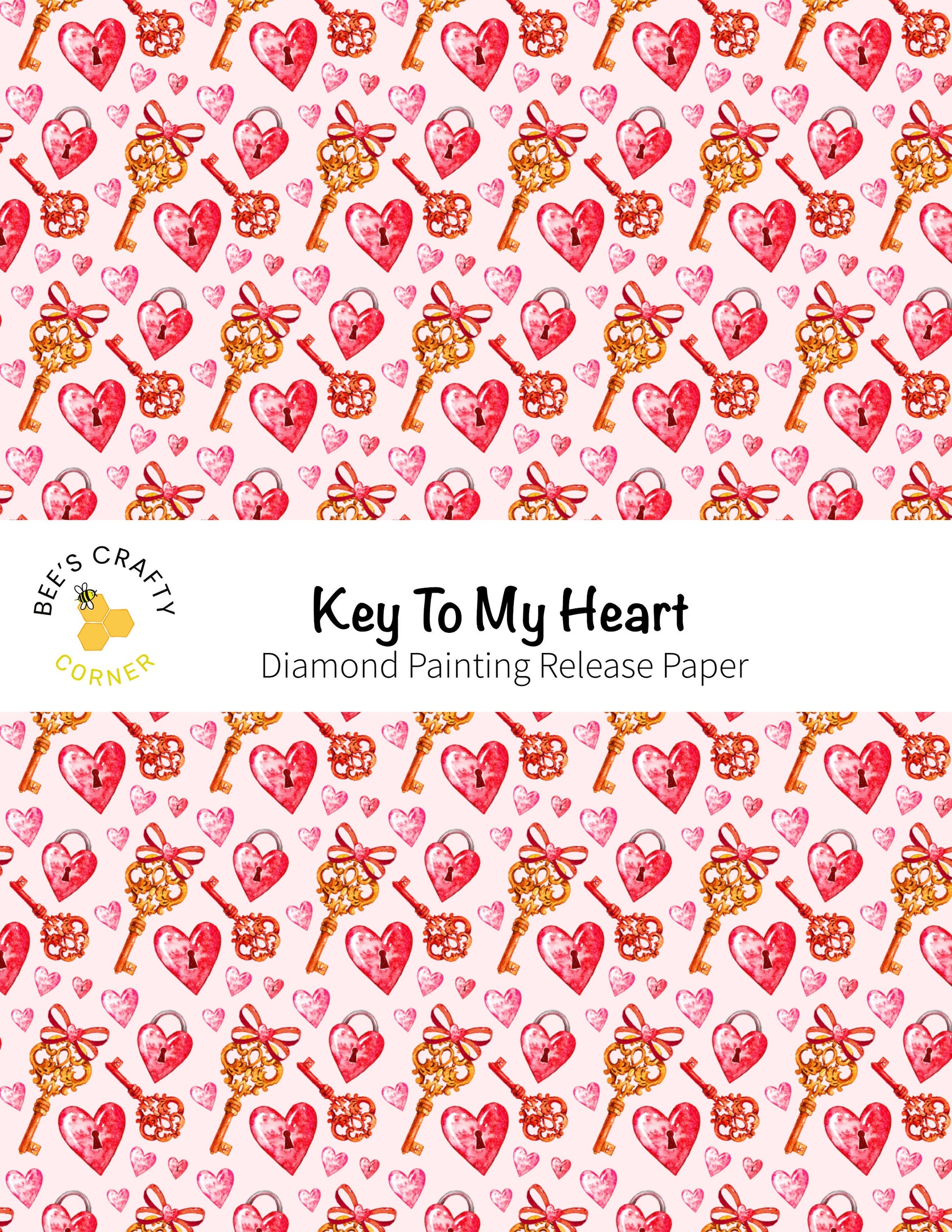 RELEASE PAPER | Key To My Heart - Reusable Patterned Diamond Painting Release Paper
