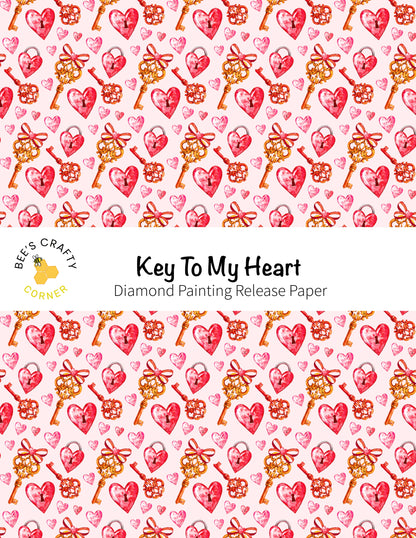 RELEASE PAPER | Key To My Heart - Reusable Patterned Diamond Painting Release Paper