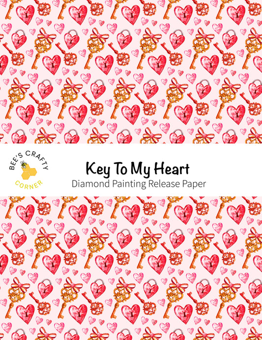 RELEASE PAPER | Key To My Heart - Reusable Patterned Diamond Painting Release Paper