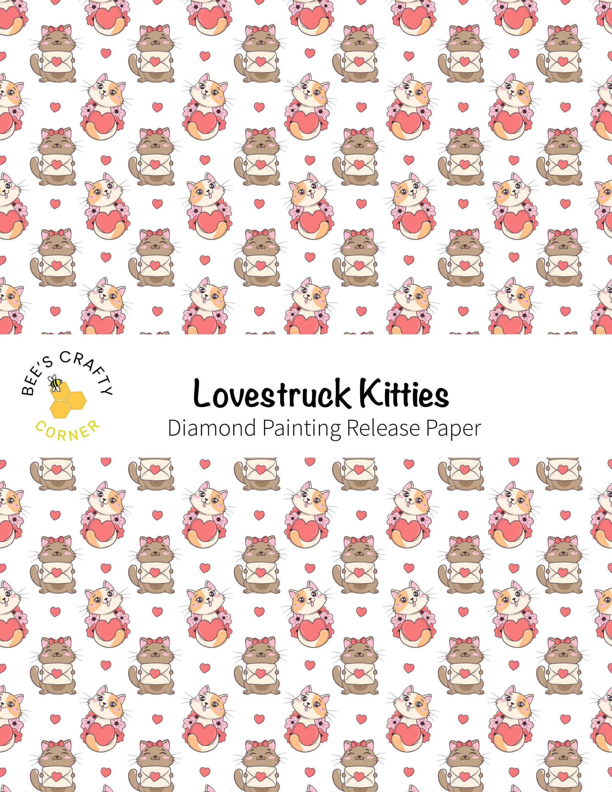 RELEASE PAPER | Lovestruck Kitties - Reusable Patterned Diamond Painting Release Paper