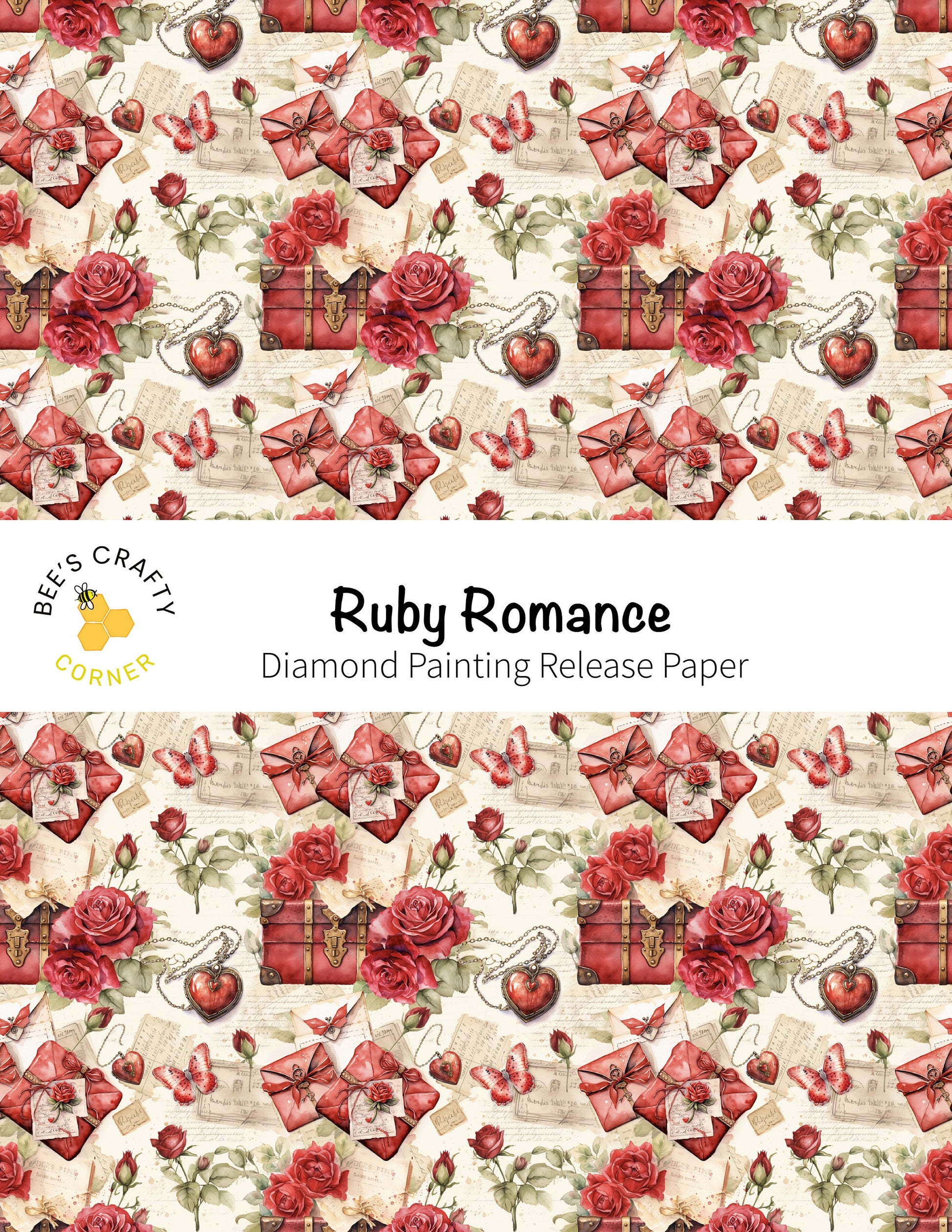 RELEASE PAPER | Ruby Romance - Reusable Patterned Diamond Painting Release Paper
