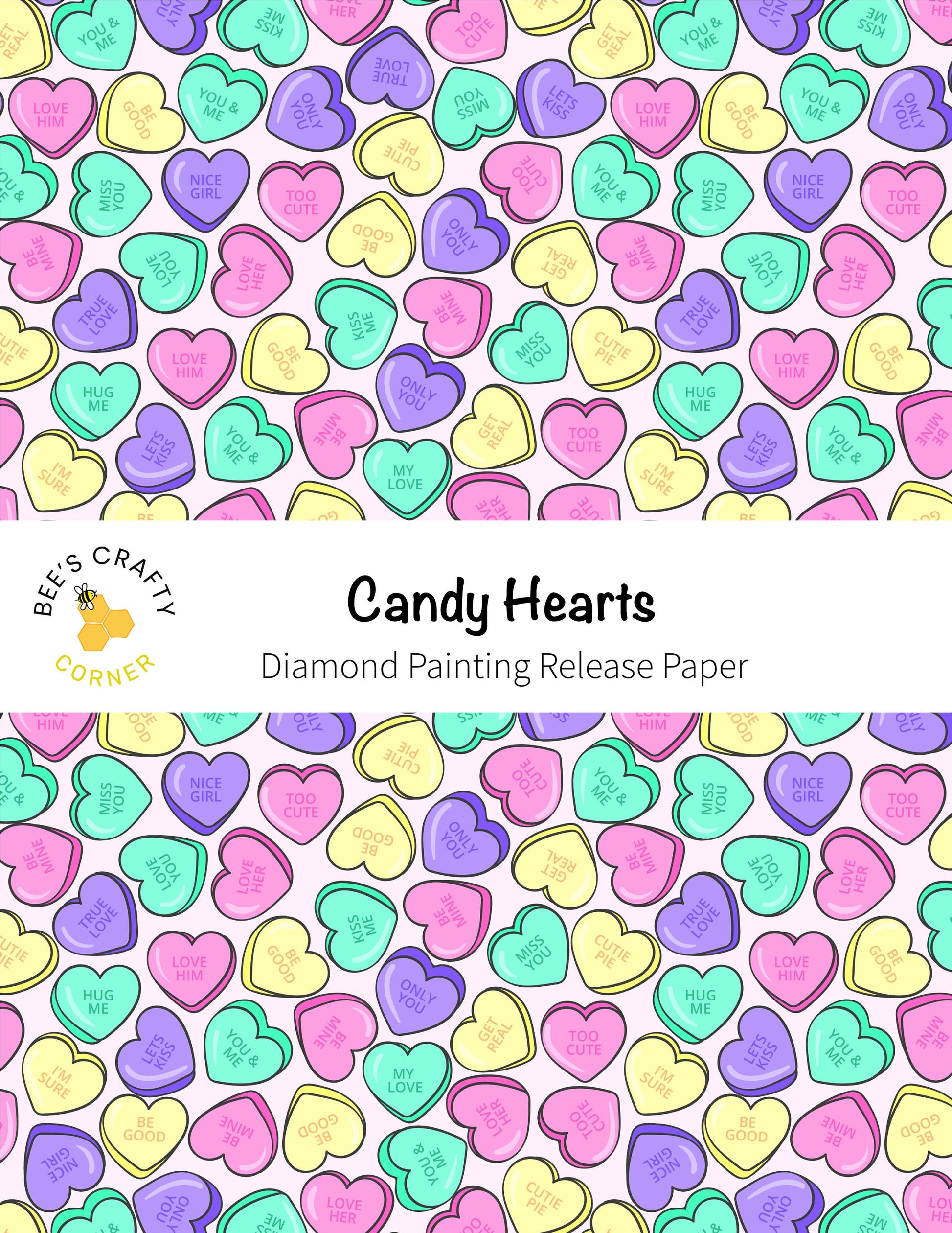 RELEASE PAPER | Candy Hearts - Reusable Patterned Diamond Painting Release Paper