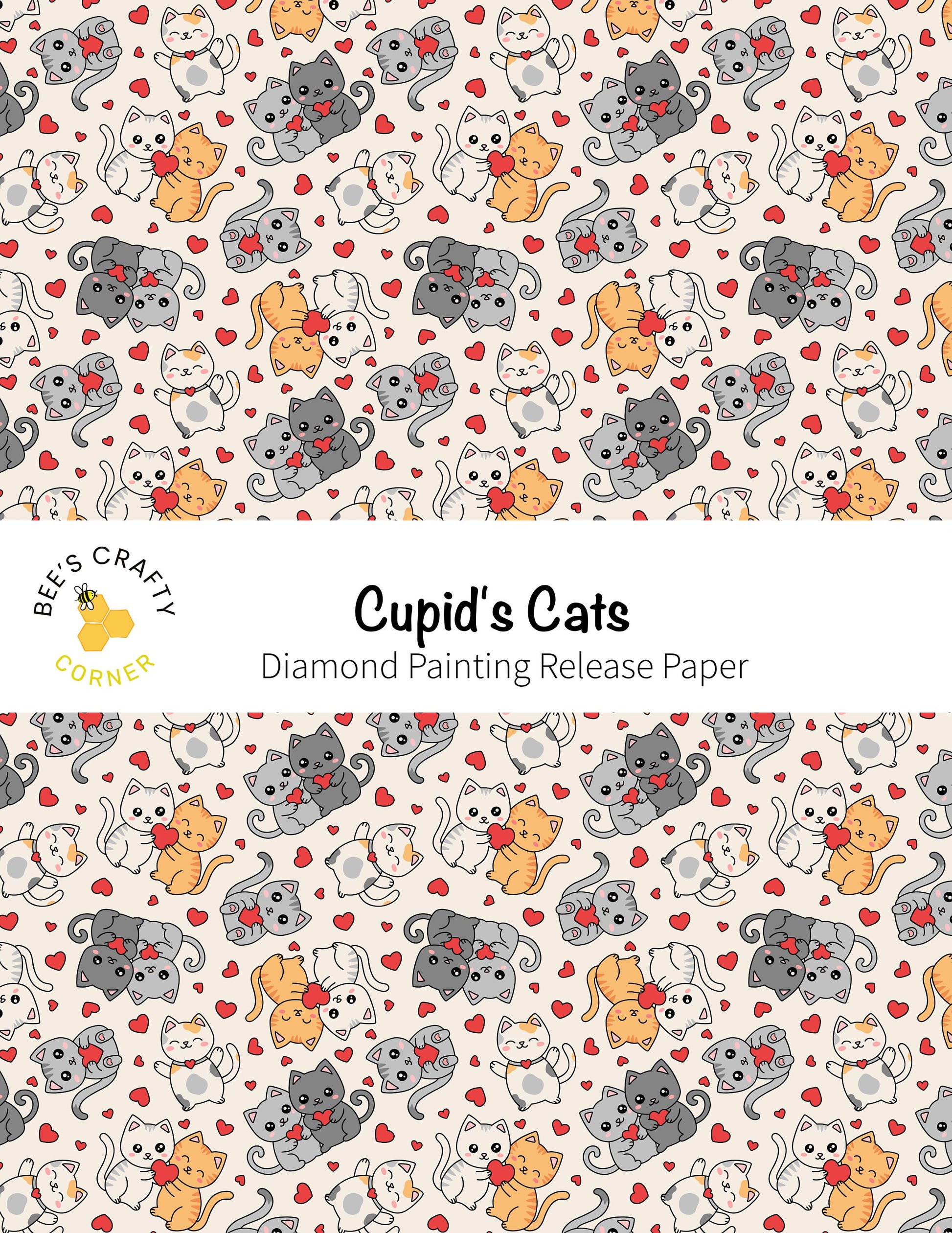 RELEASE PAPER | Cupid's Cats - Reusable Patterned Diamond Painting Release Paper