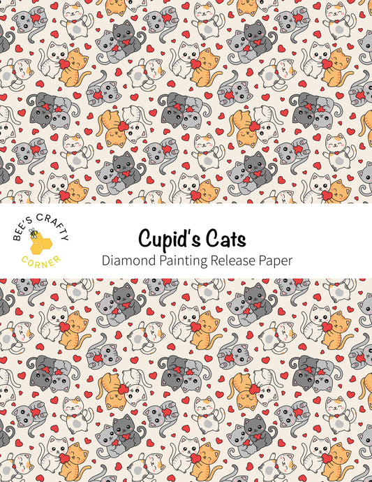 RELEASE PAPER | Cupid's Cats - Reusable Patterned Diamond Painting Release Paper
