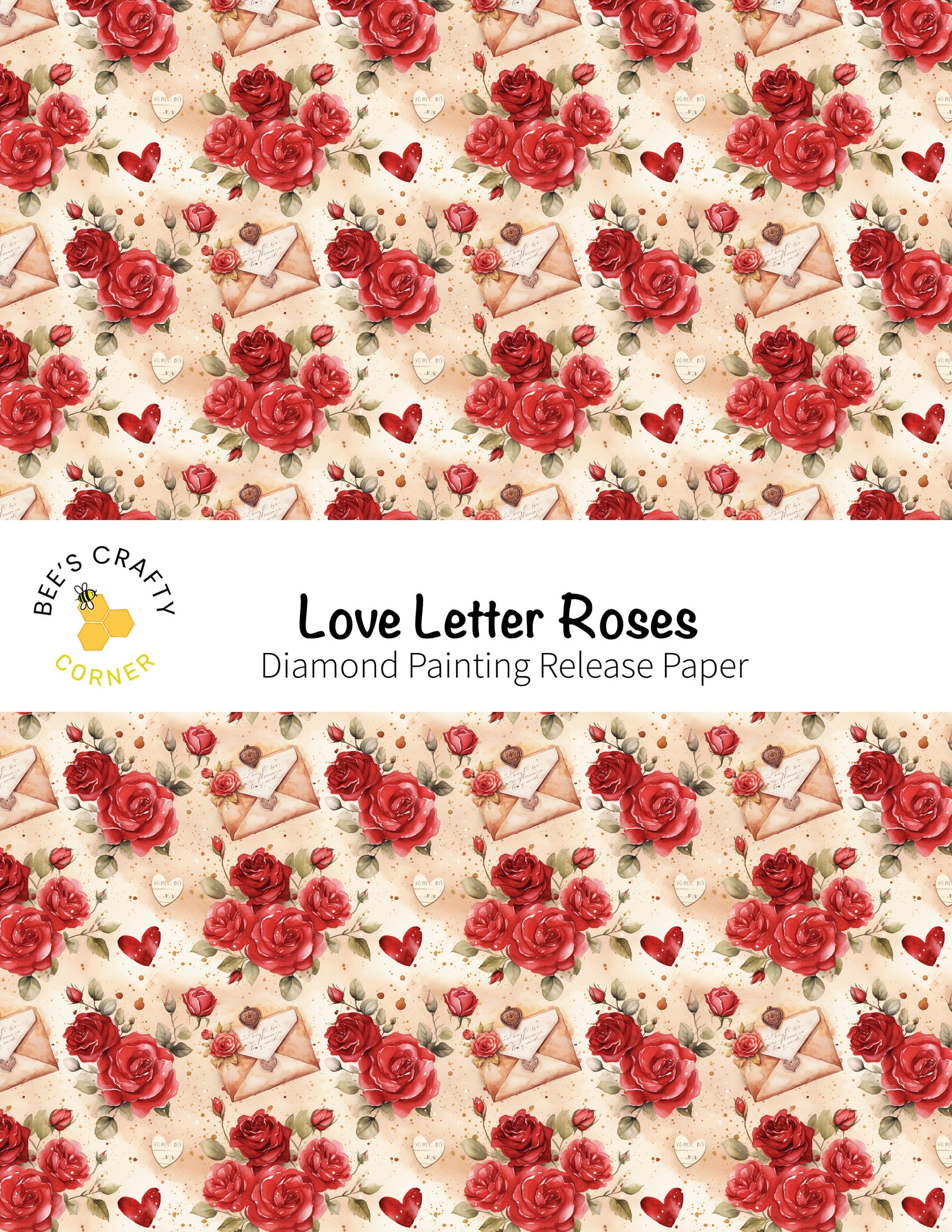RELEASE PAPER | Love Letter Roses - Reusable Patterned Diamond Painting Release Paper