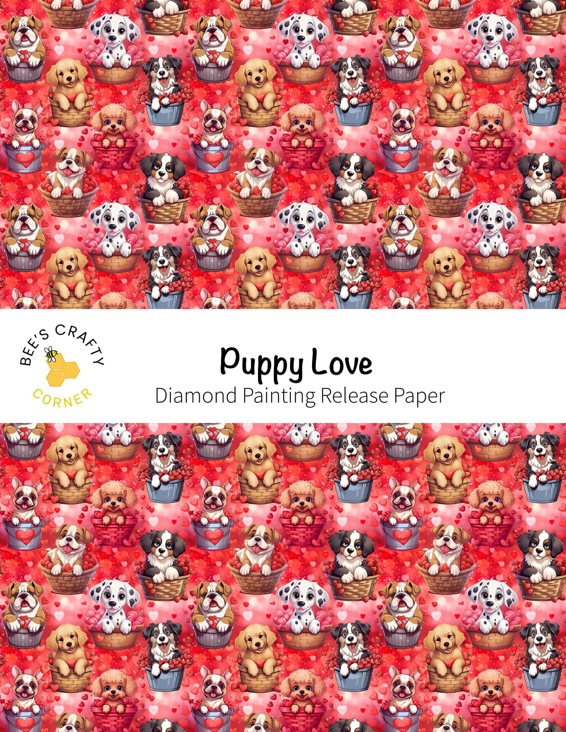 RELEASE PAPER | Puppy Love - Reusable Patterned Diamond Painting Release Paper