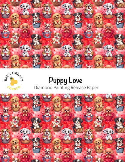RELEASE PAPER | Puppy Love - Reusable Patterned Diamond Painting Release Paper
