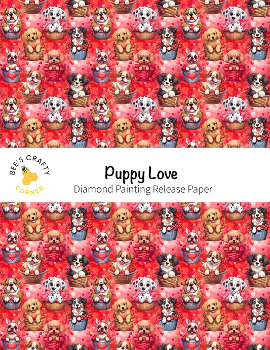RELEASE PAPER | Puppy Love - Reusable Patterned Diamond Painting Release Paper