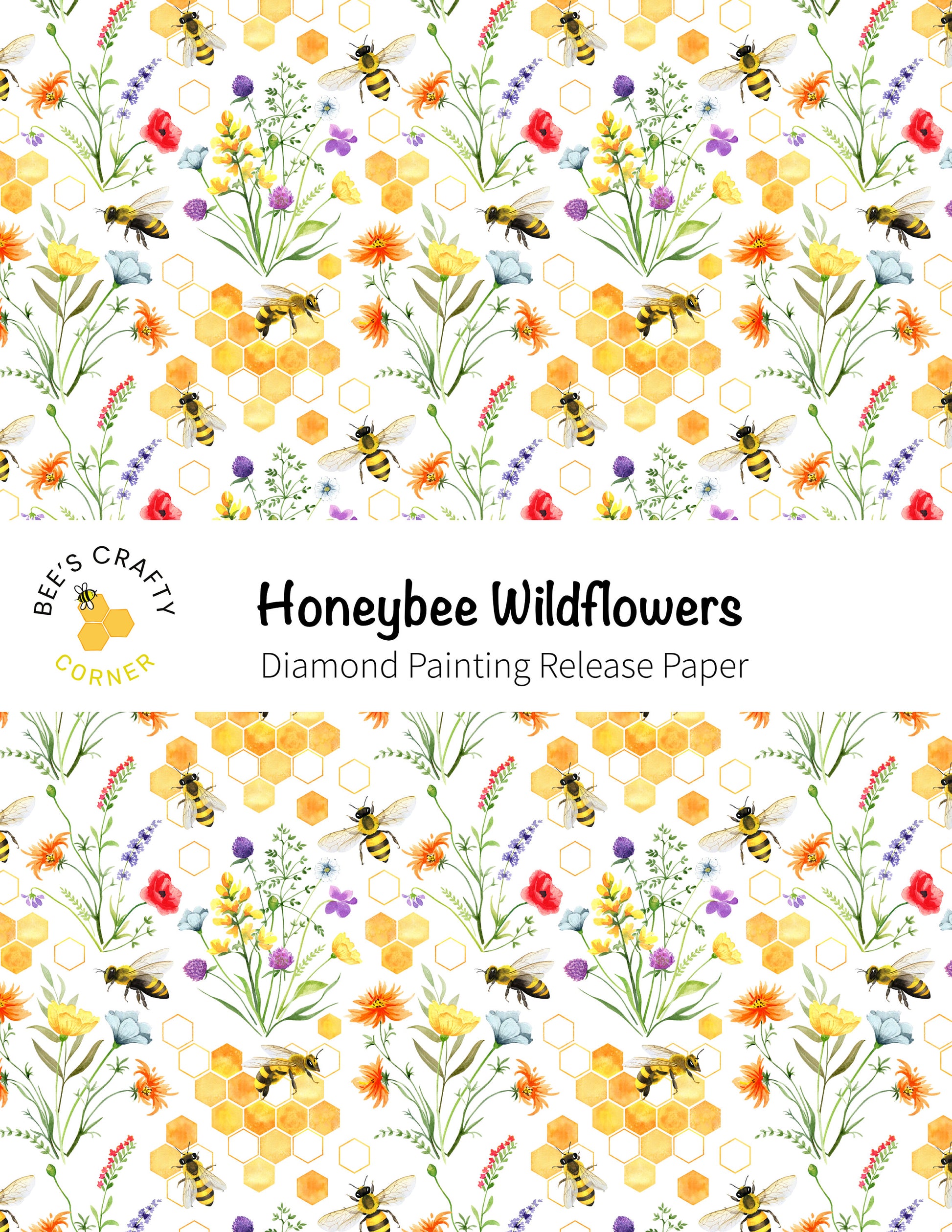 RELEASE PAPER | Honeybee Wildflowers - Reusable Patterned Diamond Painting Release Paper