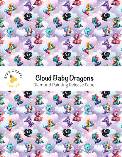 RELEASE PAPER | Cloud Baby Dragons - Reusable Patterned Diamond Painting Release Paper