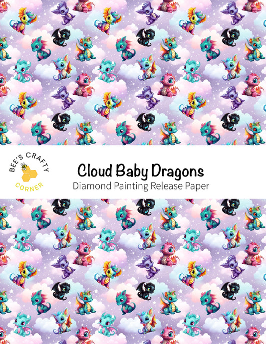 RELEASE PAPER | Cloud Baby Dragons - Reusable Patterned Diamond Painting Release Paper