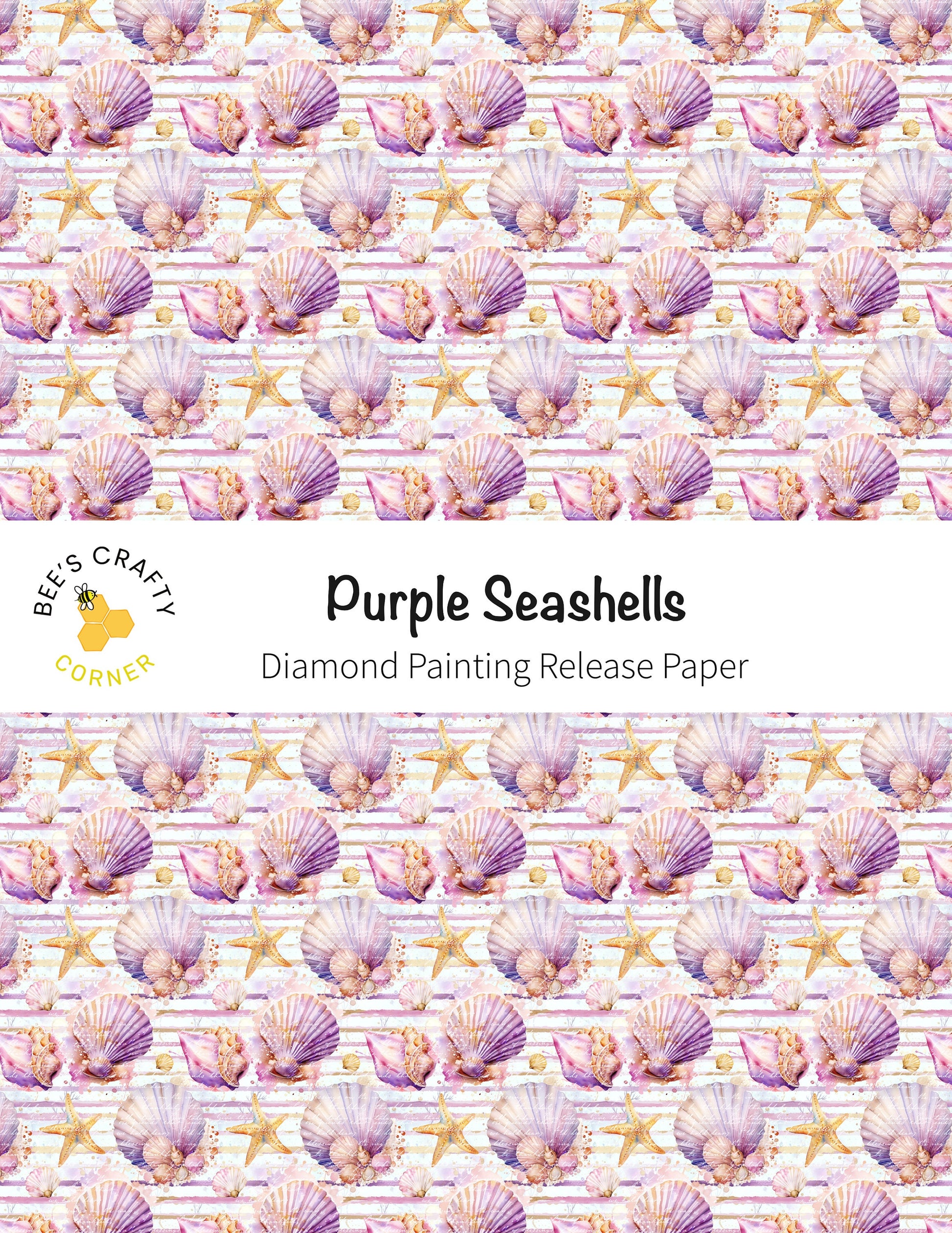 RELEASE PAPER | Purple Seashells - Reusable Patterned Diamond Painting Release Paper