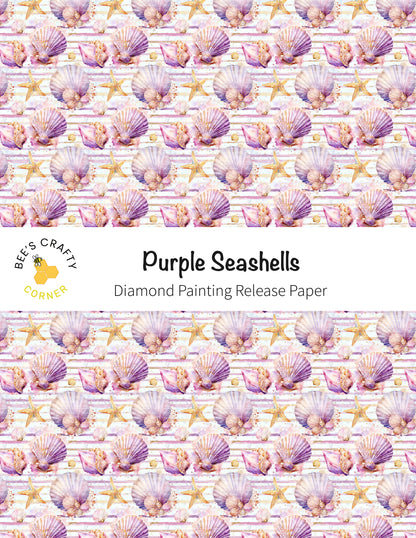 RELEASE PAPER | Purple Seashells - Reusable Patterned Diamond Painting Release Paper