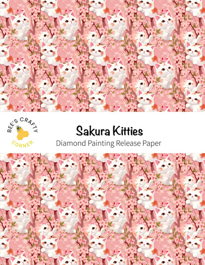 RELEASE PAPER | Sakura Kitties - Reusable Patterned Diamond Painting Release Paper