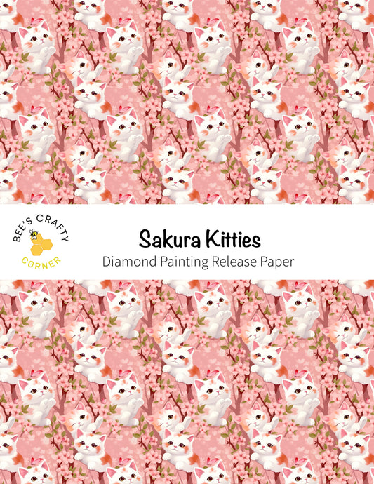 RELEASE PAPER | Sakura Kitties - Reusable Patterned Diamond Painting Release Paper