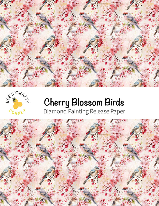 RELEASE PAPER | Cherry Blossom Birds - Reusable Patterned Diamond Painting Release Paper